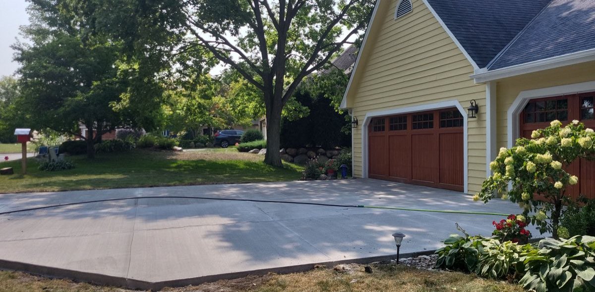 Concrete driveway after replacement